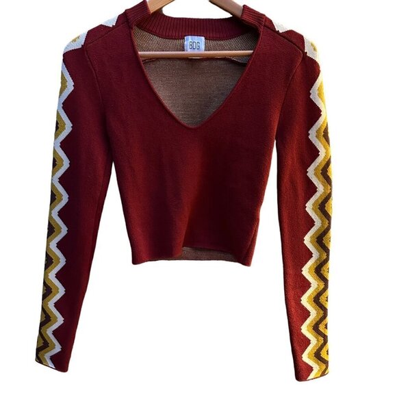 BDG Urban Outfitters Sweater Danni Cropped Chevron Patterned Sleeve Boho X-Small - Picture 5 of 9